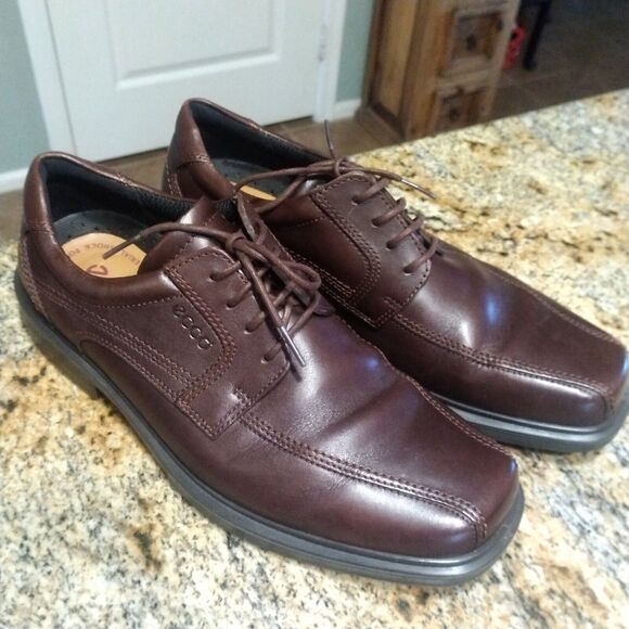 Mens Ecco Lace Up Brown Dress Work Shoes Size 43 (10 US) EUC - Picture 6 of 12